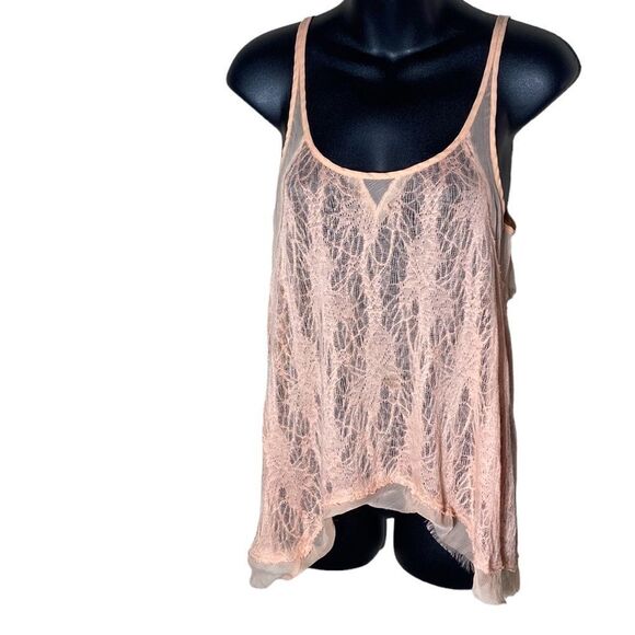 Free People Tops - Intimately free people coral sheer tank top xs gossamer ethereal fairycore